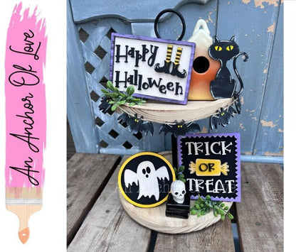 Trick Or Treat Halloween Tiered Tray Decor-Halloween tiered tray-Halloween Decor