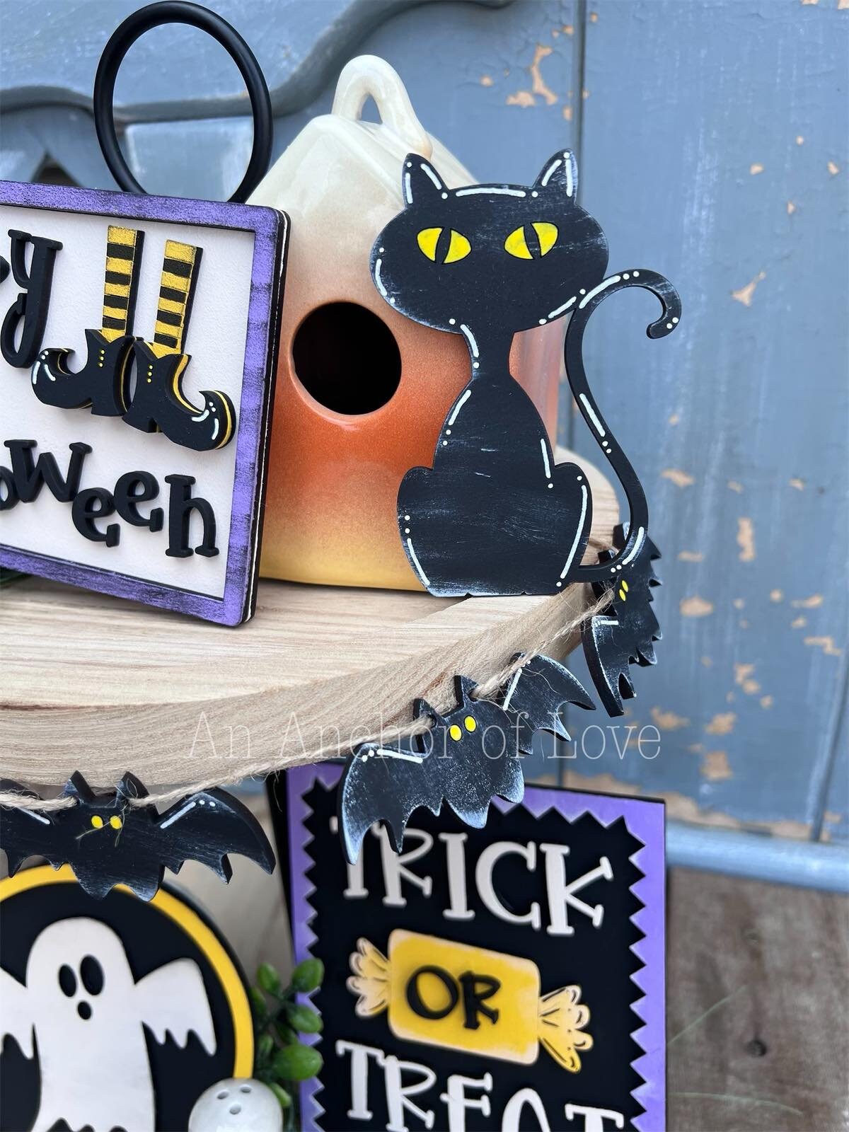 Trick Or Treat Halloween Tiered Tray Decor-Halloween tiered tray-Halloween Decor