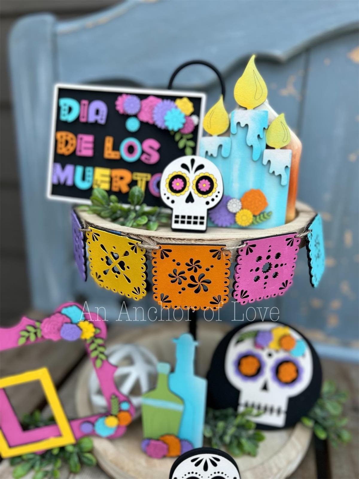 Day of The Dead Tiered Tray Decor-Halloween tiered tray-Halloween Decor-Dia De Los Muertos