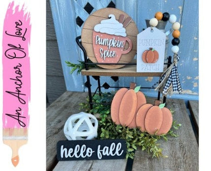 Hello Fall Tiered Tray Decor complete 4 piece set-Fall Tiered Tray Decor-Fall decorations