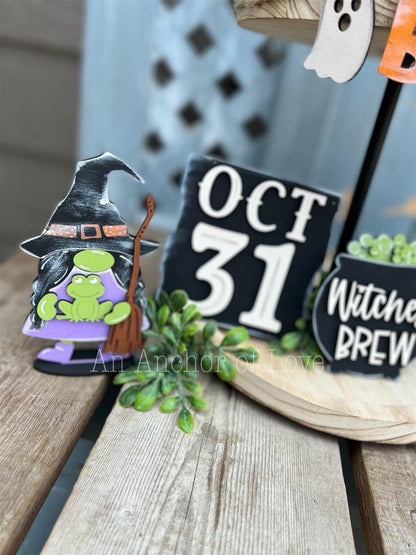 It's October Witches Halloween Tiered Tray Decor-Halloween tiered tray-Halloween Decor