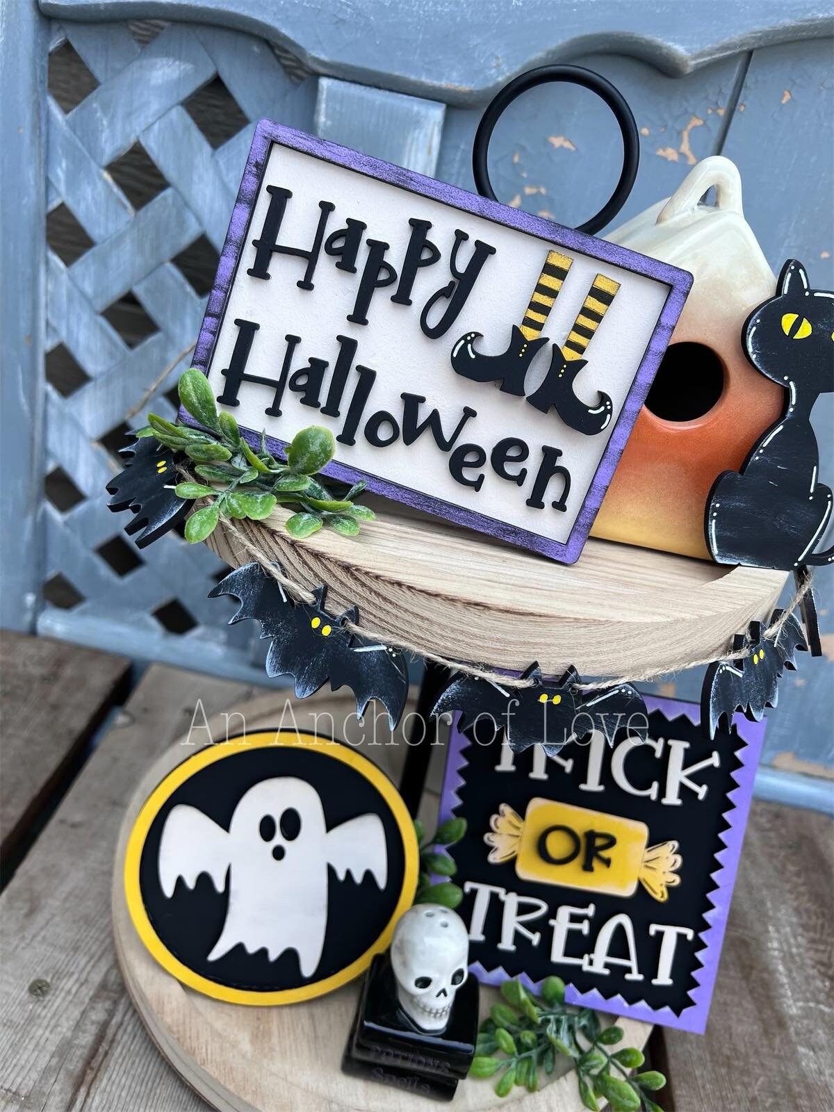 Trick Or Treat Halloween Tiered Tray Decor-Halloween tiered tray-Halloween Decor