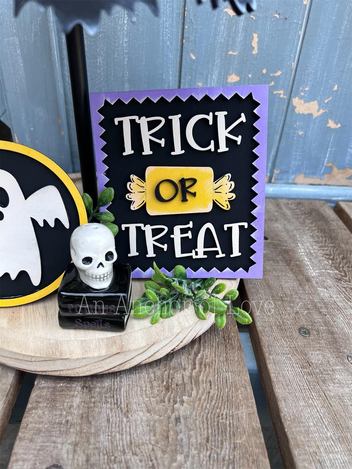 Trick Or Treat Halloween Tiered Tray Decor-Halloween tiered tray-Halloween Decor