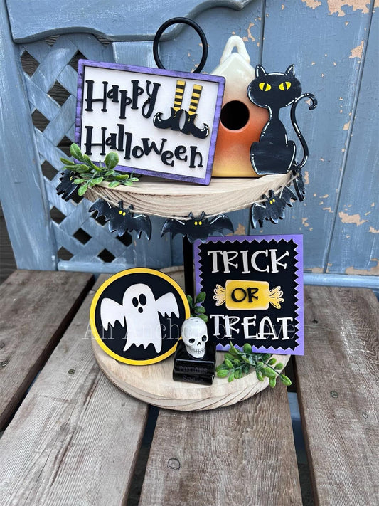 Trick Or Treat Halloween Tiered Tray Decor-Halloween tiered tray-Halloween Decor