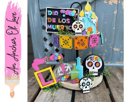 Day of The Dead Tiered Tray Decor-Halloween tiered tray-Halloween Decor-Dia De Los Muertos