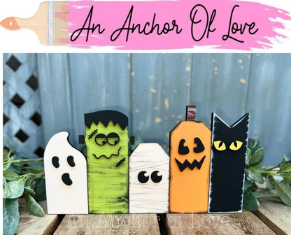 Standing Spooky Halloween shelf sitter-Spooky Hallow Halloween Decor-Tiered Tray Decor - Ghost, Mummy, Pumpkin, Frankenstein, Cat