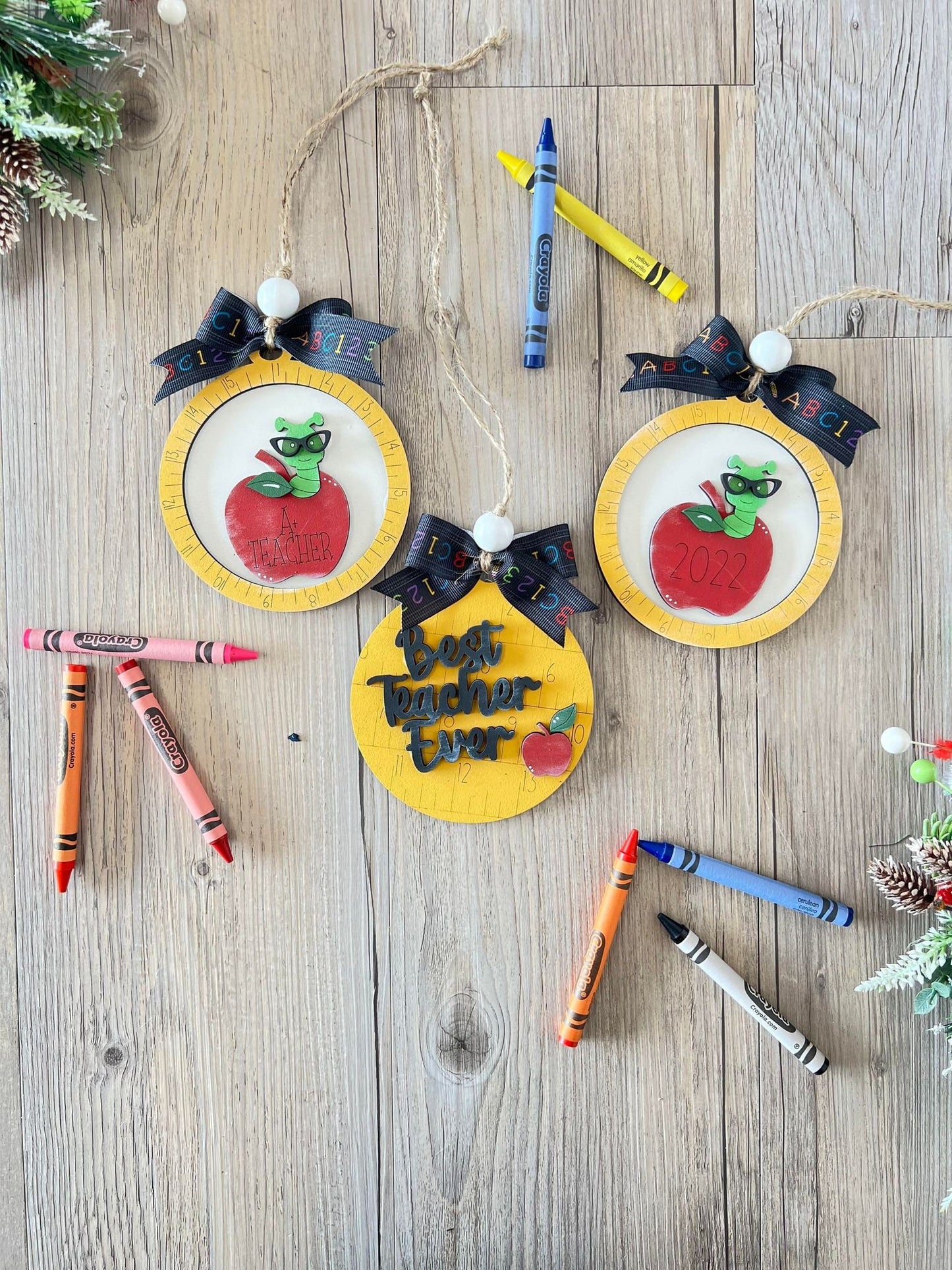 Teacher Christmas Ornament / Book worm ornament / Christmas ornament / School Ornament