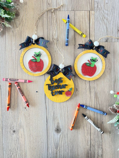 Teacher Christmas Ornament / Book worm ornament / Christmas ornament / School Ornament