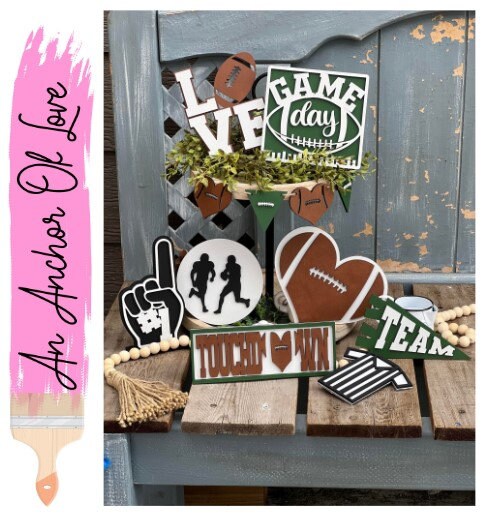 Football themed Tiered Tray Decor-Football Decor-Football Season Decor