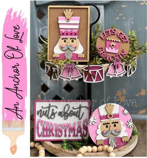 Nut Cracker pink themed Christmas Tiered Tray Decor-Pink Christmas- Christmas-Farmhouse Christmas
