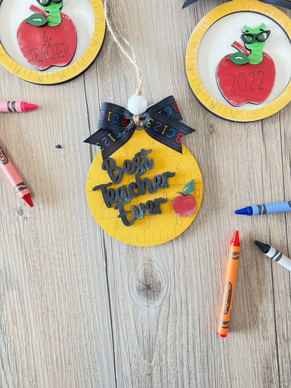 Teacher Christmas Ornament / Book worm ornament / Christmas ornament / School Ornament