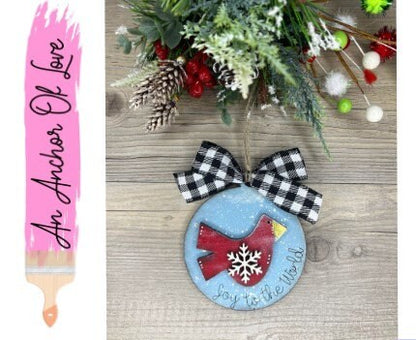 Joy to the World Ornament -Happy Holidays 2024- Christmas ornaments- Cardinal Ornament