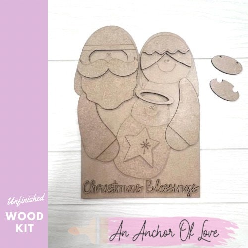 Christmas Blessing Nativity Door hanger DIY Paint Kit | Laser Cut Wood Blanks | Holiday DIY Kits