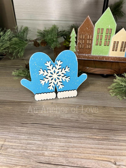 Simple winter Boho  tiered tray decor- Rustic Christmas