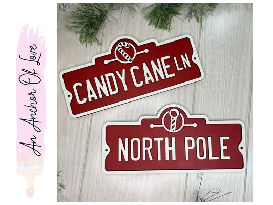 Candy cane lane | North Pole | Christmas decor signs