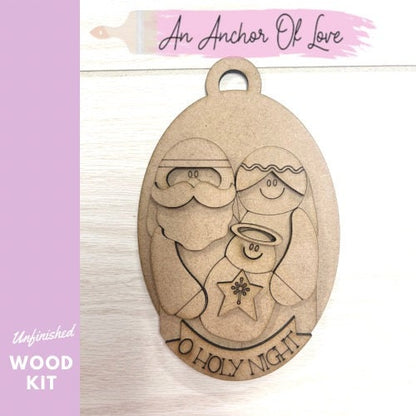 Christmas Blessing Nativity ornament DIY Paint Kit | Laser Cut Wood Blanks | Holiday DIY Kits