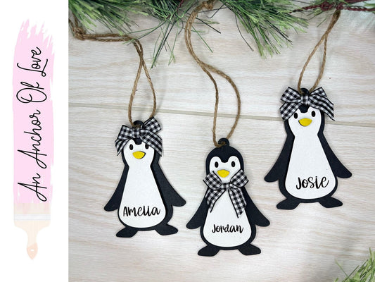 Personalized Penguin Ornaments - / 2024 Christmas ornament / personalized gift/ Kids Personalized Ornament