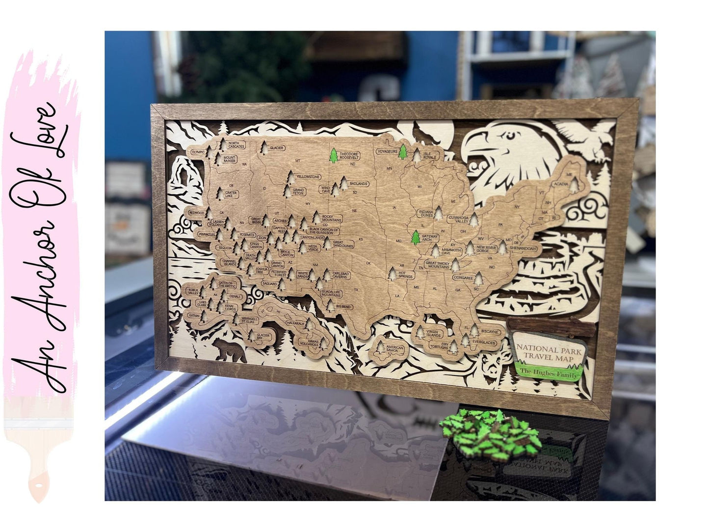 Custom National Park Travel Map, National Parks Marker, National Park Map Tracker, USA Travel Map, Gift For Couple, Gift For Hiker, US Map