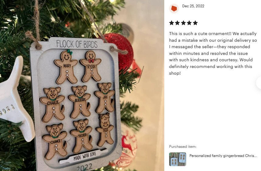 Personalized family gingerbread Christmas ornament /Christmas ornament /-up to 12 names - personalized family gift