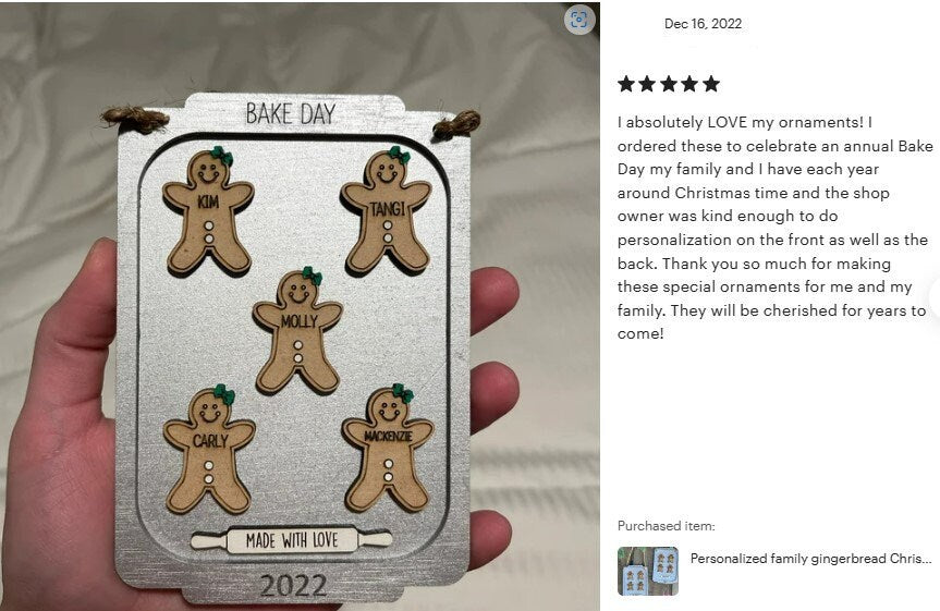 Personalized family gingerbread Christmas ornament /Christmas ornament /-up to 12 names - personalized family gift