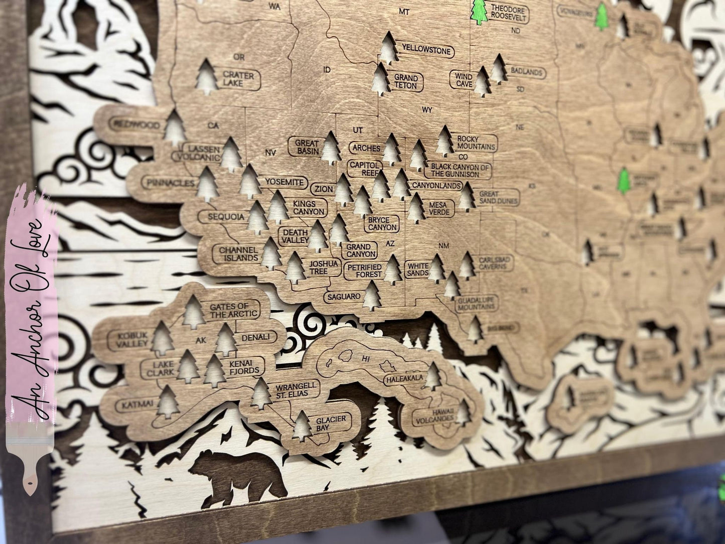 Custom National Park Travel Map, National Parks Marker, National Park Map Tracker, USA Travel Map, Gift For Couple, Gift For Hiker, US Map