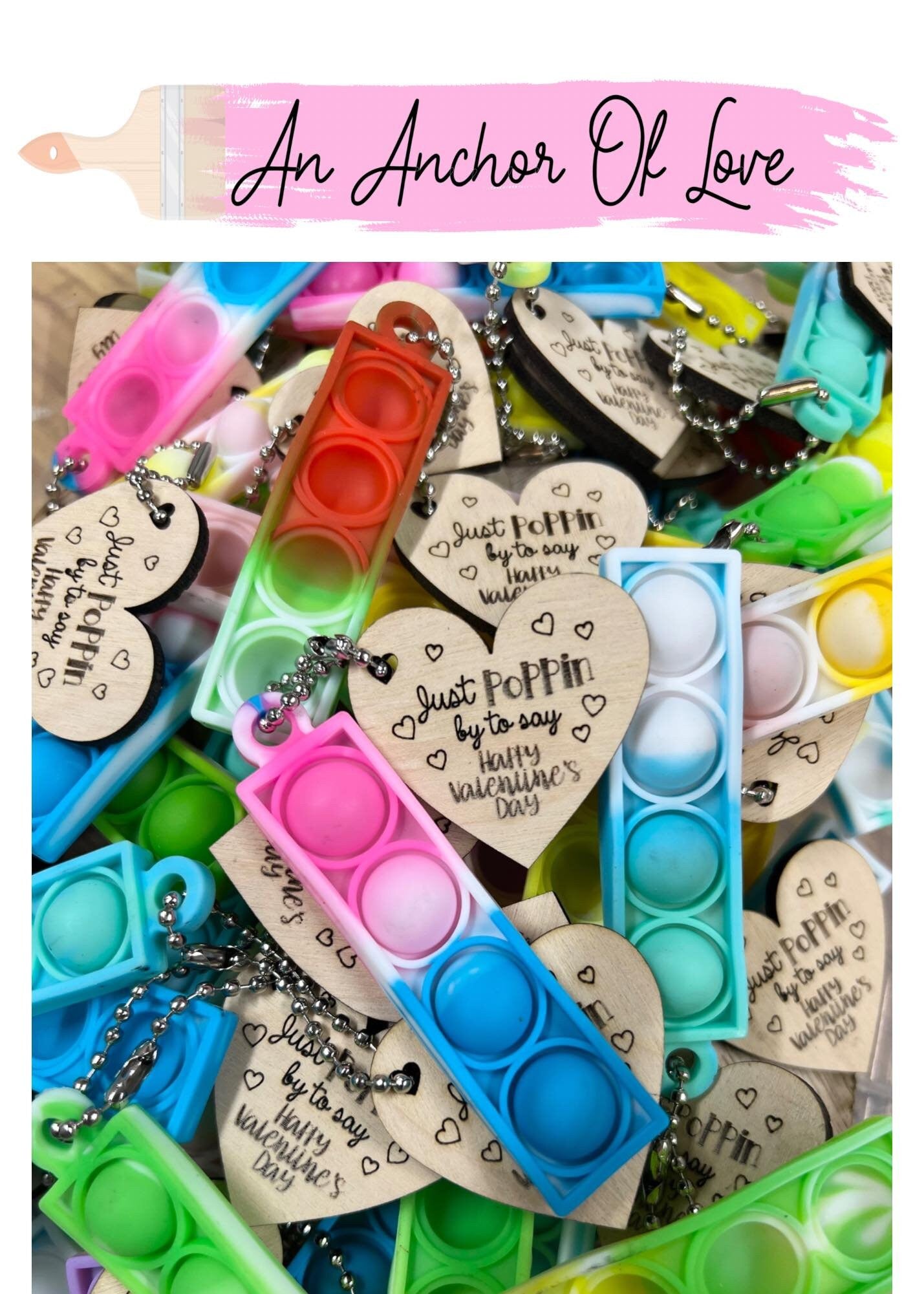 Valentine's Day pop it keychain Classroom Gift - You' make my heart pop Party Favor-Ships next business day