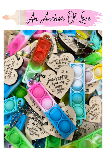 Valentine's Day pop it keychain Classroom Gift - You' make my heart pop Party Favor-Ships next business day
