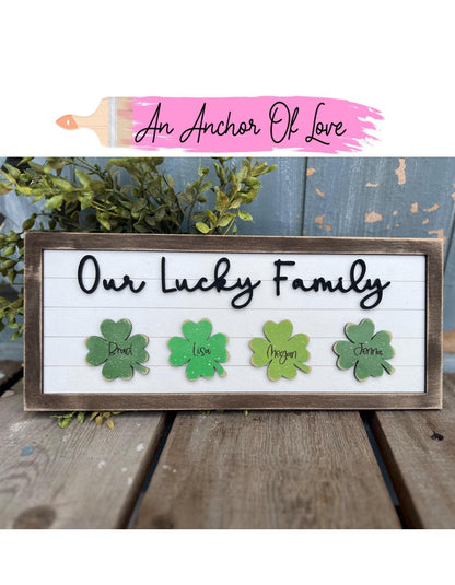 Our Lucky Family Custom Family  Sign - family Decor - Personalized Decor