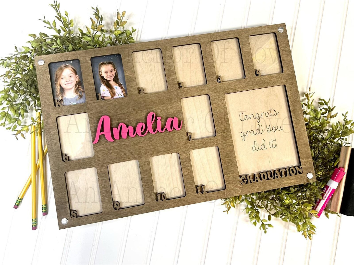 School Years Photo Frame | K to Graduation Picture Frame | Wallet Photos | 5 X 7 Photo