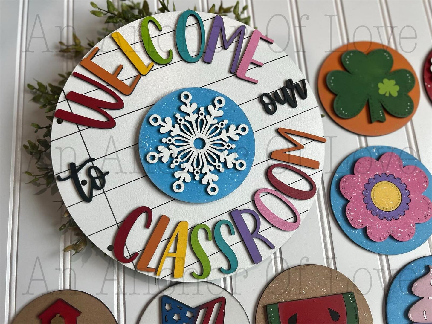 Complete set / 14 pieces/ Welcome to our classroom seasonal sign/ back to school/ teacher appreciation/  school shapes