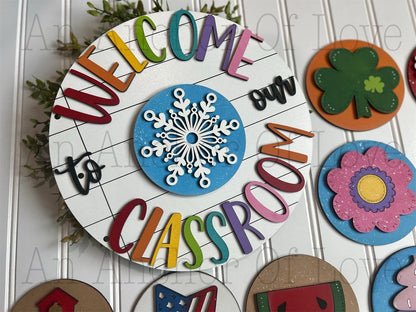Complete set / 14 pieces/ Welcome to our classroom seasonal sign/ back to school/ teacher appreciation/  school shapes