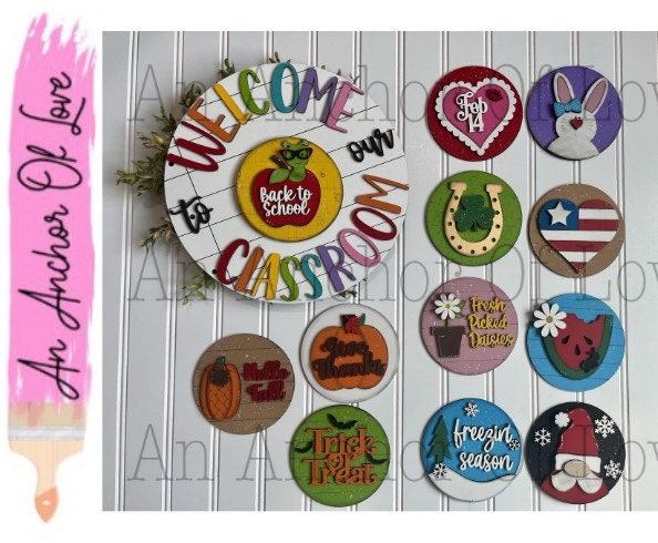 Complete set / 12 pieces/ Welcome to our classroom seasonal sign/ back to school/ teacher appreciation/ Deluxe set