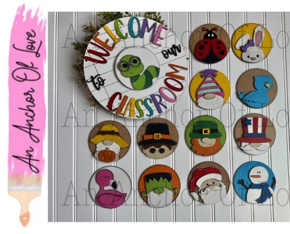 Complete set / 13 pieces/ Welcome to our classroom seasonal sign/ back to school/ teacher appreciation/ Deluxe set face set