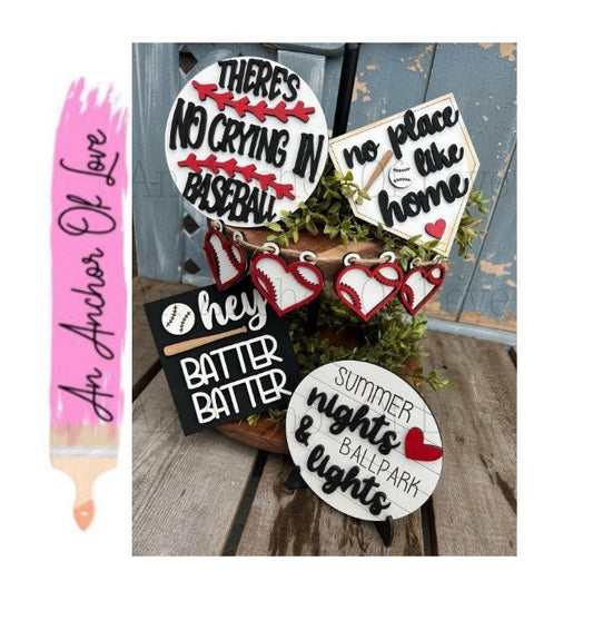 Baseball Tiered Tray Decor | Tiered Tray Bundle | Mini Wood Signs | Tray Decor decor-full set, DIY & individual pieces available
