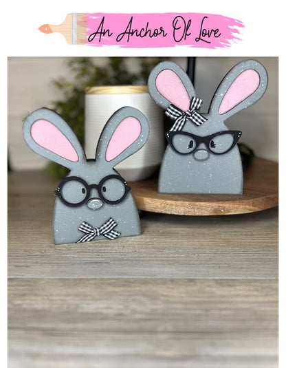 Nerdy Bunny With Glasses Decor, Easter Bunny, Wooden Bunny Decor, Easter Tiered Tray, Bunny for Tiered Tray, Rabbit with Glasses, Spring