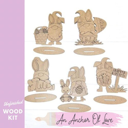 Standing easter gnomes  DIY Paint Kit | SpringTiered Tray Laser Cut Wood Blanks | Holiday DIY Kits