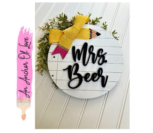 Teachers Name Sign -teacher Gift, name sign classroom decor- teacher graduation gift Elementary school- back to school teacher appreciation