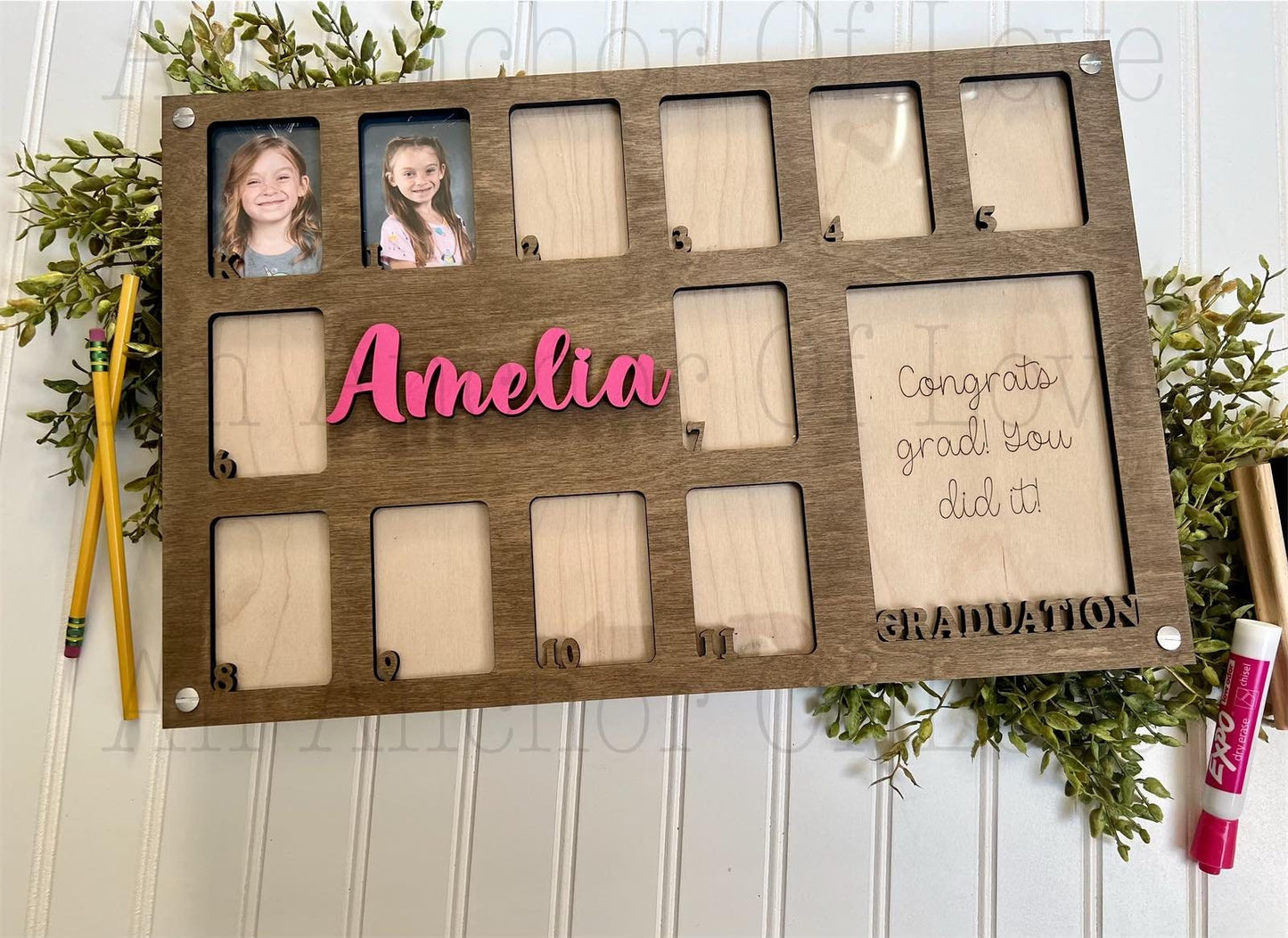 School Years Photo Frame | K to Graduation Picture Frame | Wallet Photos | 5 X 7 Photo