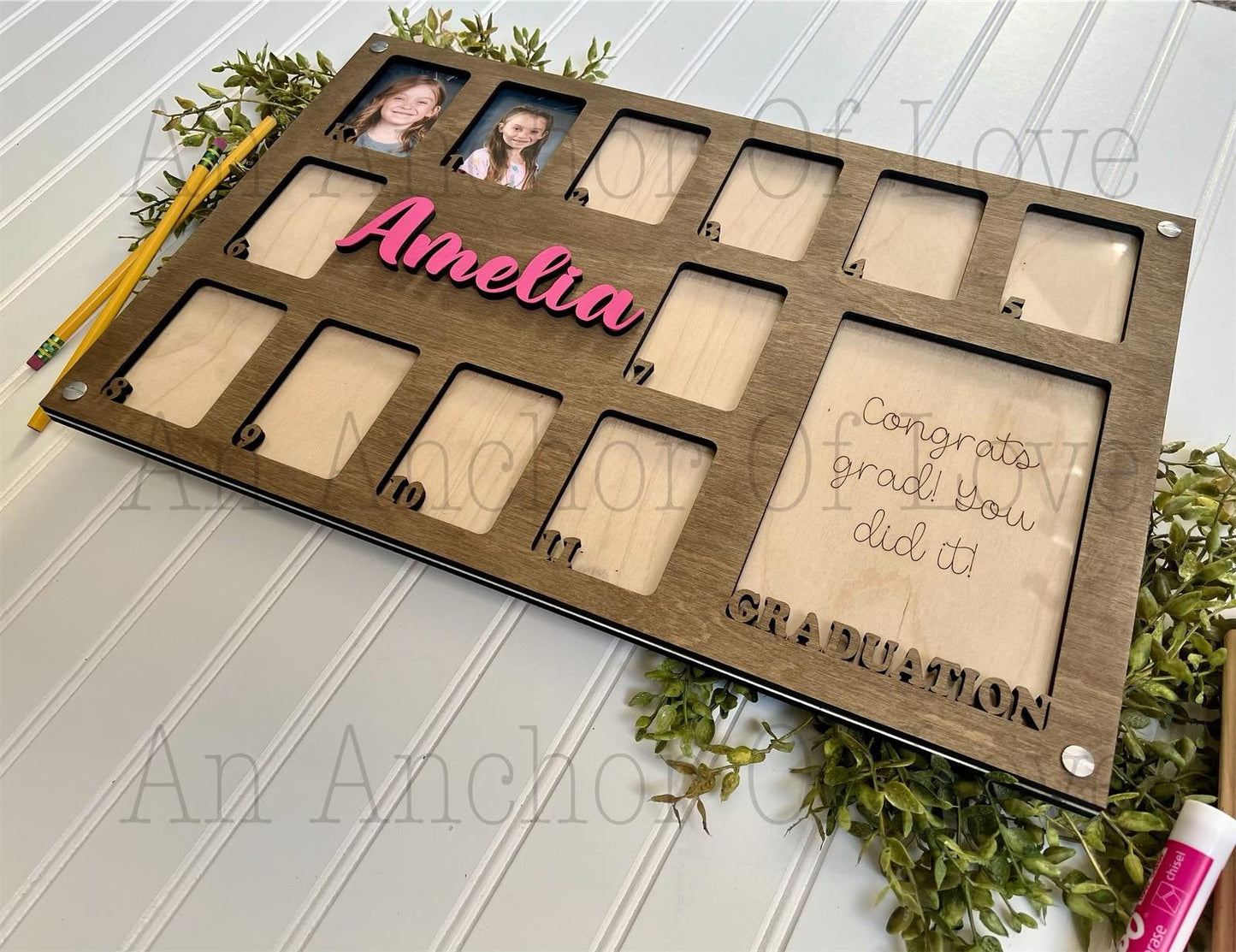 School Years Photo Frame | K to Graduation Picture Frame | Wallet Photos | 5 X 7 Photo