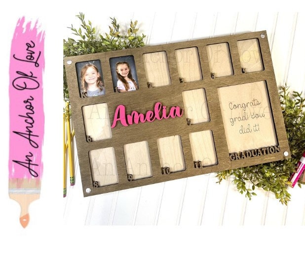 School Years Photo Frame | K to Graduation Picture Frame | Wallet Photos | 5 X 7 Photo