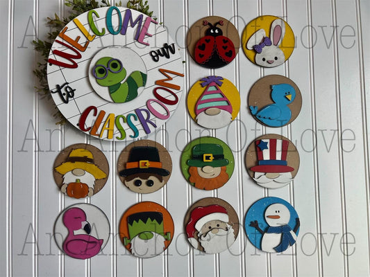 Complete set / 13 pieces/ Welcome to our classroom seasonal sign/ back to school/ teacher appreciation/ Deluxe set face set
