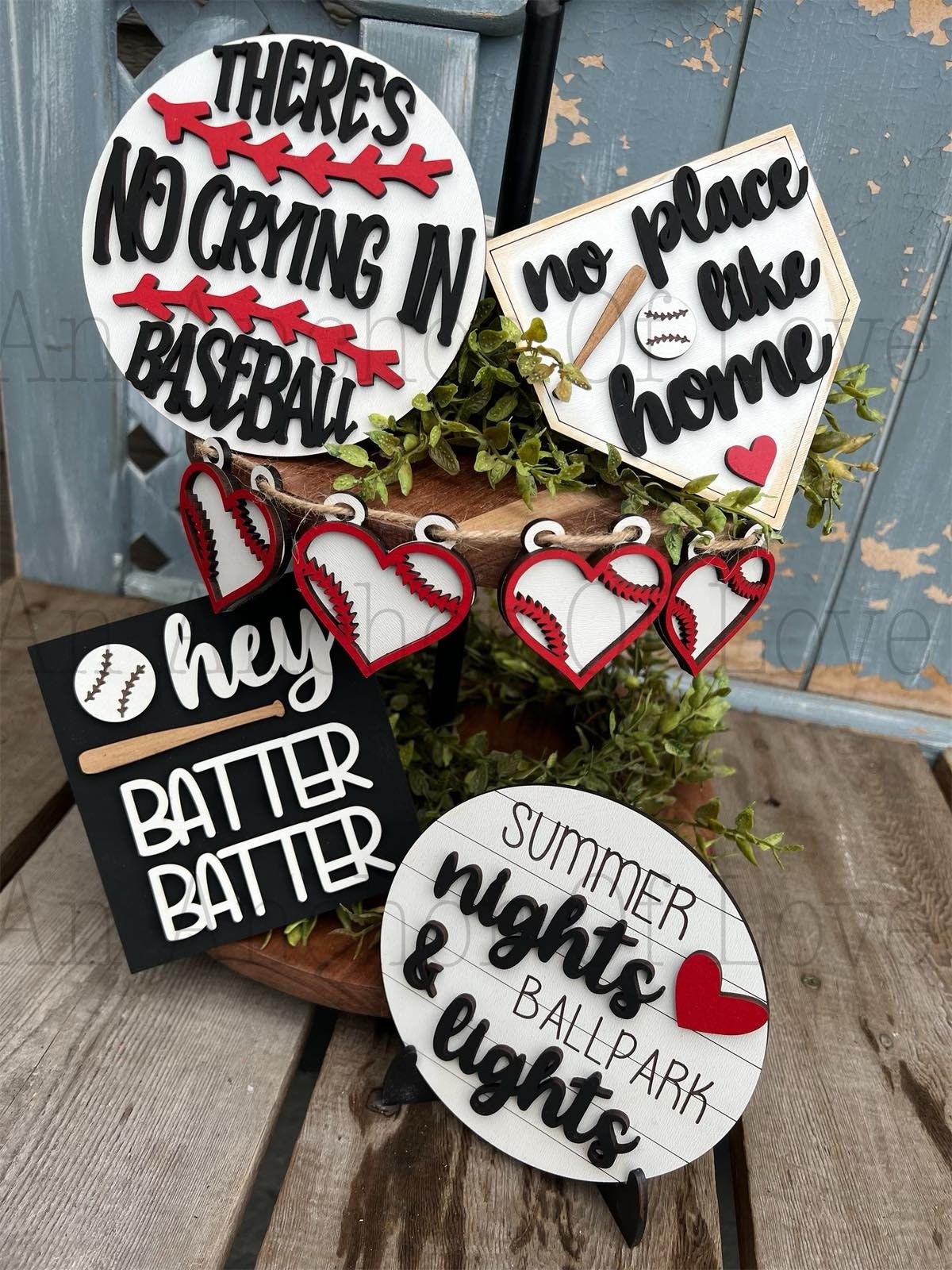 Baseball Tiered Tray Decor | Tiered Tray Bundle | Mini Wood Signs | Tray Decor decor-full set, DIY & individual pieces available