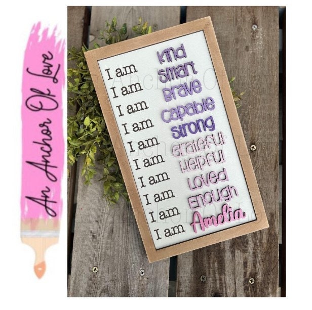Personalized Affirmation Sign - Daily Affirmation Sign for Kids - Kids Room Decor - Name Sign for Child Room