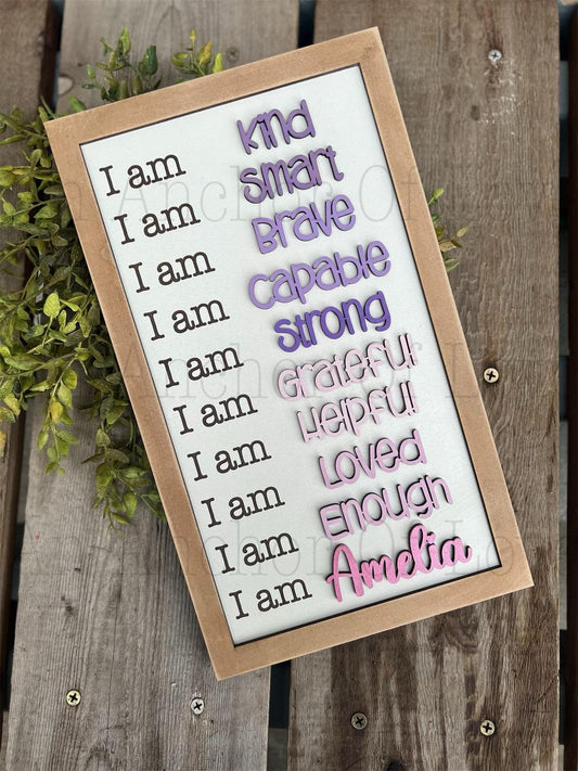 Personalized Affirmation Sign - Daily Affirmation Sign for Kids - Kids Room Decor - Name Sign for Child Room
