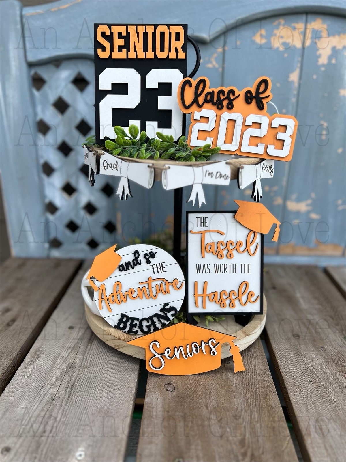 Class of 2025 graduation tiered tray set-customized with your class colors-individual pieces, full set available