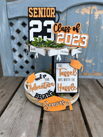 Class of 2025 graduation tiered tray set-customized with your class colors-individual pieces, full set available