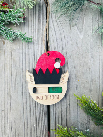 Daily elf report ornament, elf report ornament, interactive ornament, children's personalized ornament, elf activities, elf ornament 2024