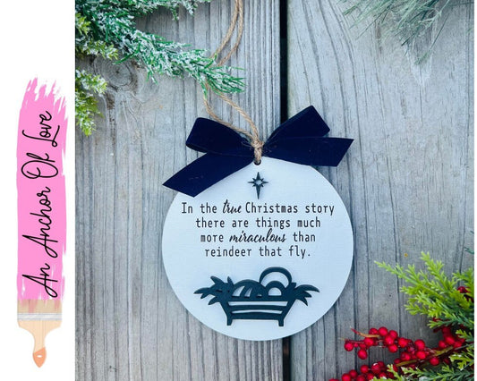 True Christmas Story Ornament- nativity ornament, Christian ornament, baby Jesus, Christian gifts, Christmas ornament, true story ornament