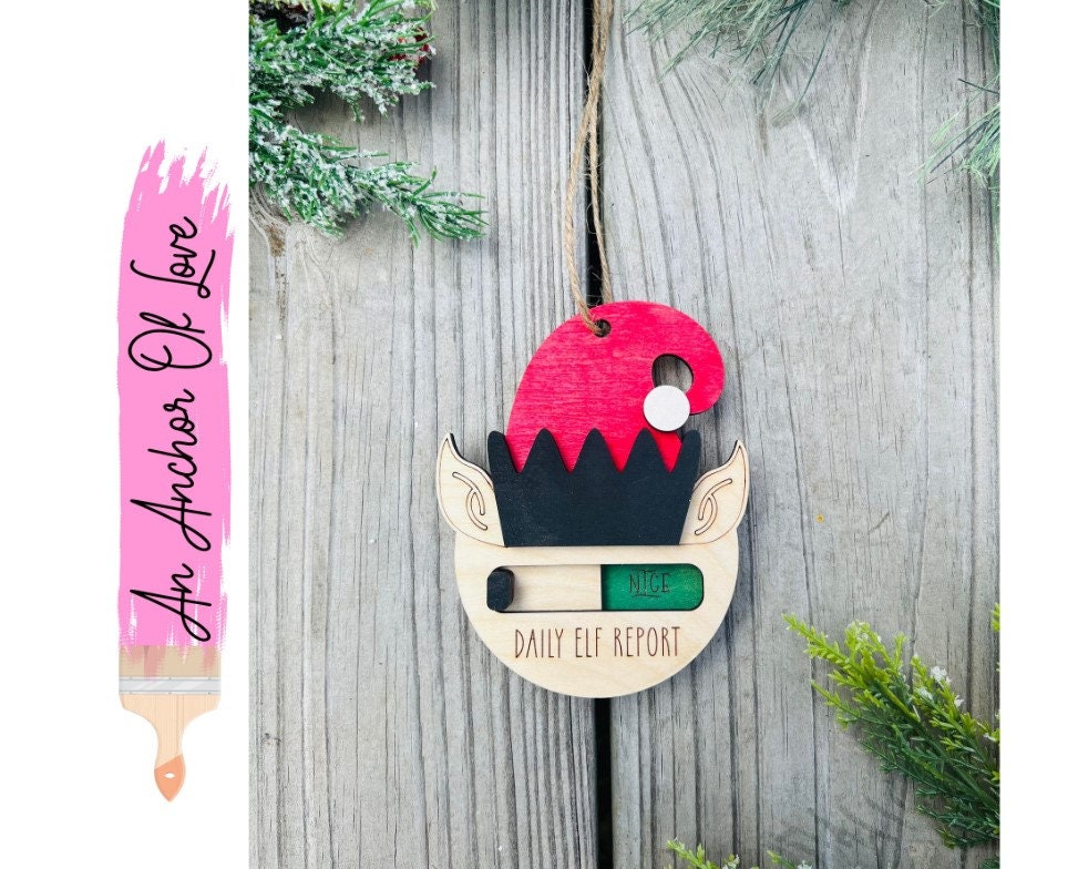 Daily elf report ornament, elf report ornament, interactive ornament, children's personalized ornament, elf activities, elf ornament 2024