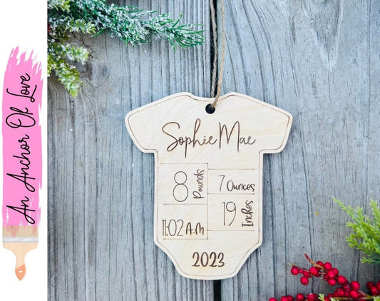 Baby's First Christmas Ornament  | Personalized Birth Stats | Baby Announcement | Newborn | New Baby Gift | Laser Engraved